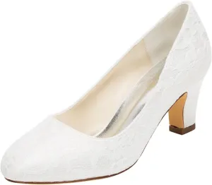 Emily Bridal Wedding Shoes Women's Silk Like Satin Stiletto Heel Closed Toe Pumps