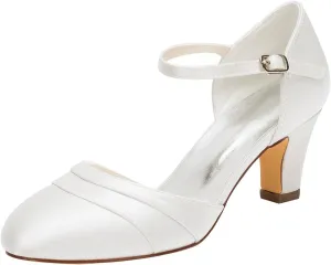 Emily Bridal Wedding Shoes Women's Silk Like Satin Stiletto Heel Closed Toe Pumps