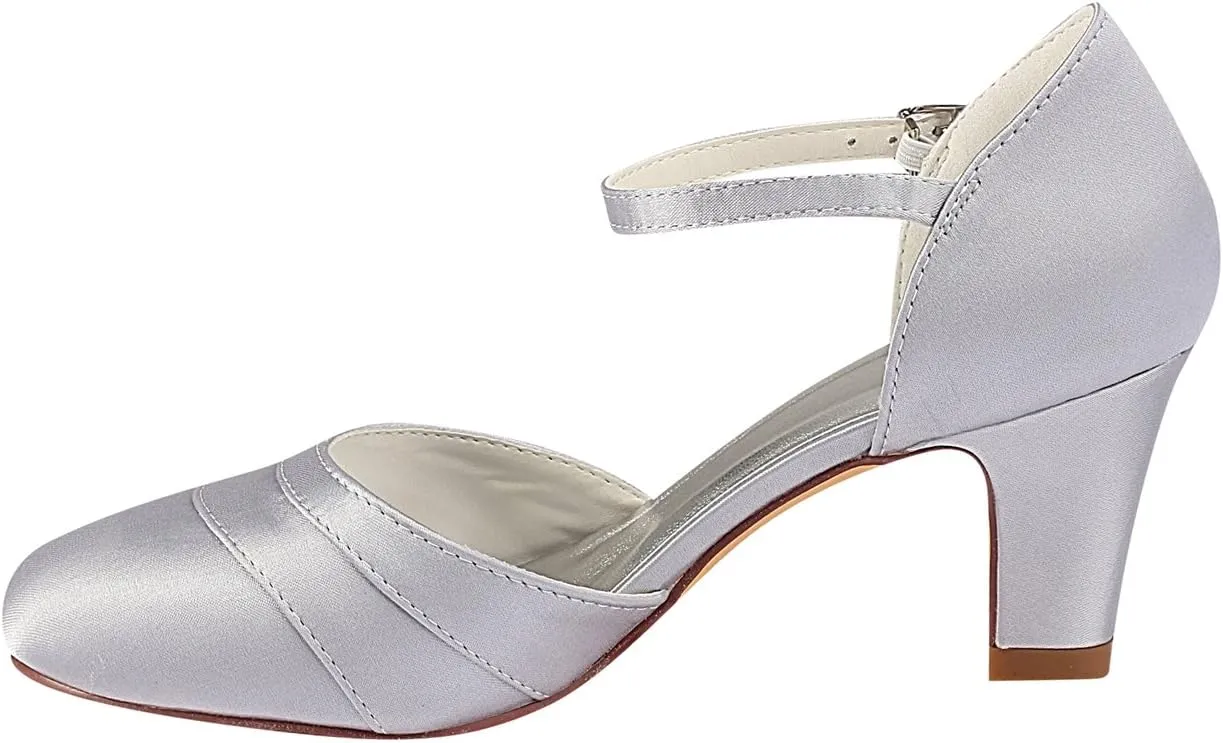Emily Bridal Wedding Shoes Women's Silk Like Satin Stiletto Heel Closed Toe Pumps