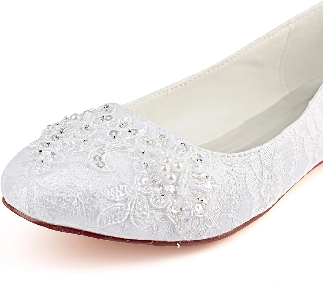 Emily Bridal Women's Silk Like Satin Flat Heel Closed Toe Flats
