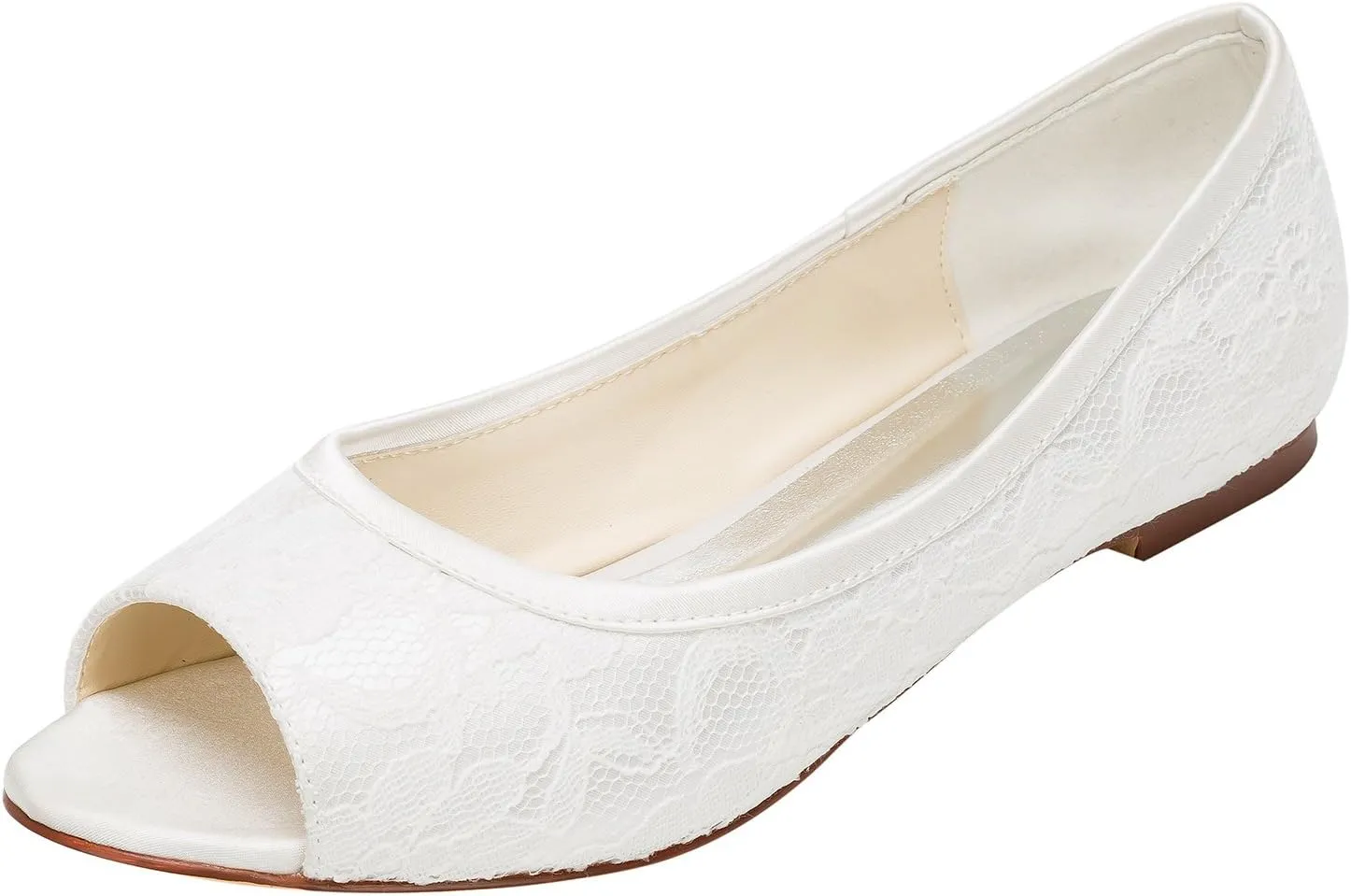 Emily Bridal Women's Silk Like Satin Flat Heel Flats Peep Toe