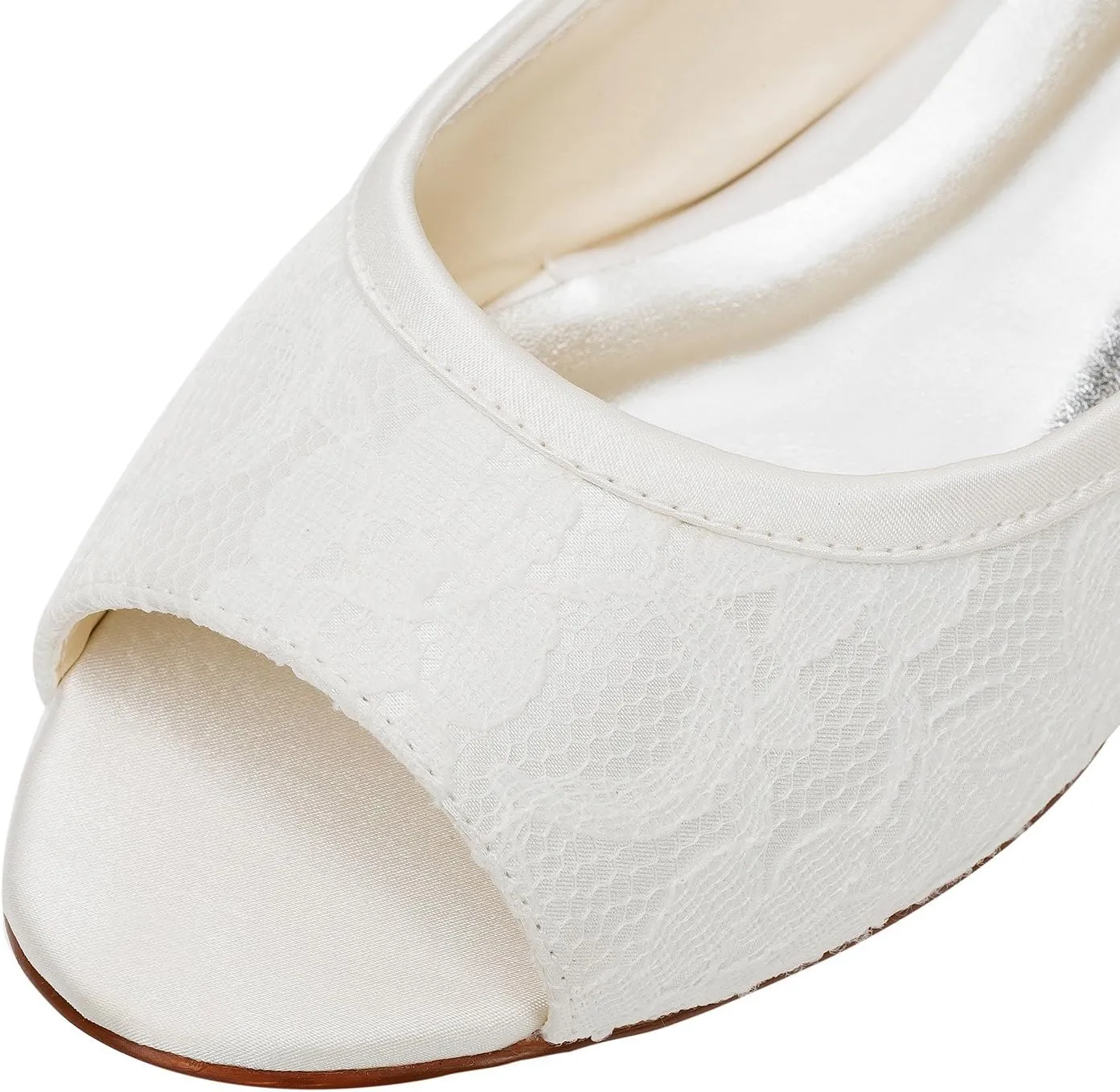 Emily Bridal Women's Silk Like Satin Flat Heel Flats Peep Toe