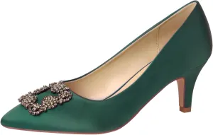 ERIJUNOR E1492C Women Pumps Comfortable Kitten Heel Rhinestone Evening Prom Wedding Shoes