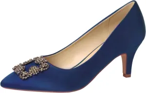 ERIJUNOR E1492C Women Pumps Comfortable Kitten Heel Rhinestone Evening Prom Wedding Shoes