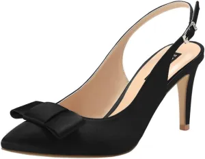 ERIJUNOR Pointy Toe Pumps Mid Heels Wedding Evening Party Prom Slingback Satin Shoes
