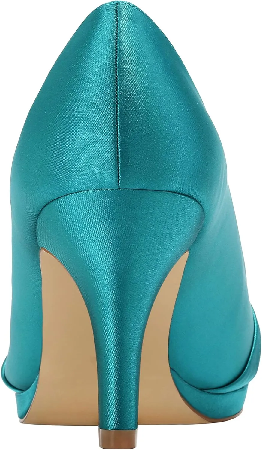 ERIJUNOR Women Comfort Mid Heel Pumps Closed-Toe Satin Wedding Evening Party Dress Shoes