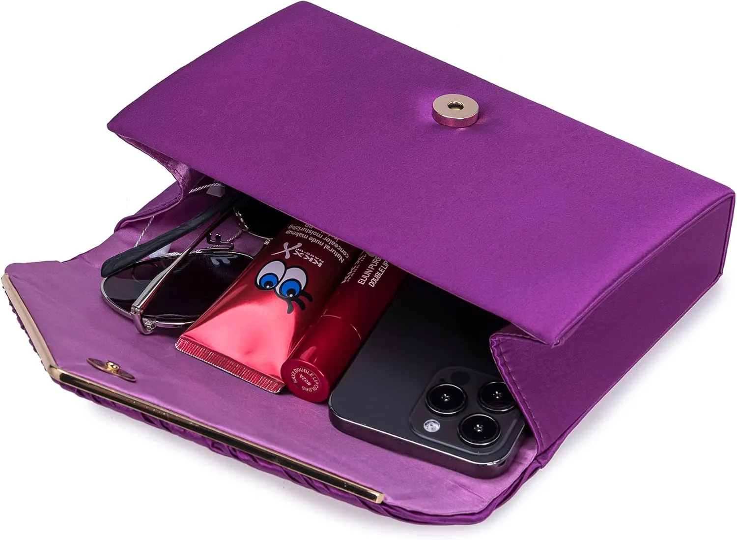 Evening Bag Elegant Women Party Handbag Pleated Satin Clutch for Wedding/Prom/Formal Events
