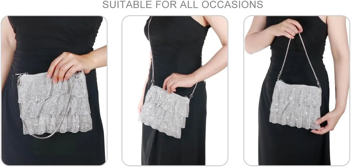Evening Bag for Women Crossbody Handbag for Party - Rhinestone Sparkly Diamond Purse for Prom Wedding Clutch