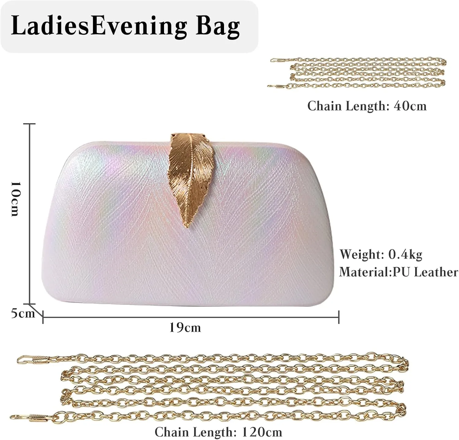 Evening Bag for Women Small Clutch Purses with Leaf-style Flip Lock Sparkly Glitter Handbag