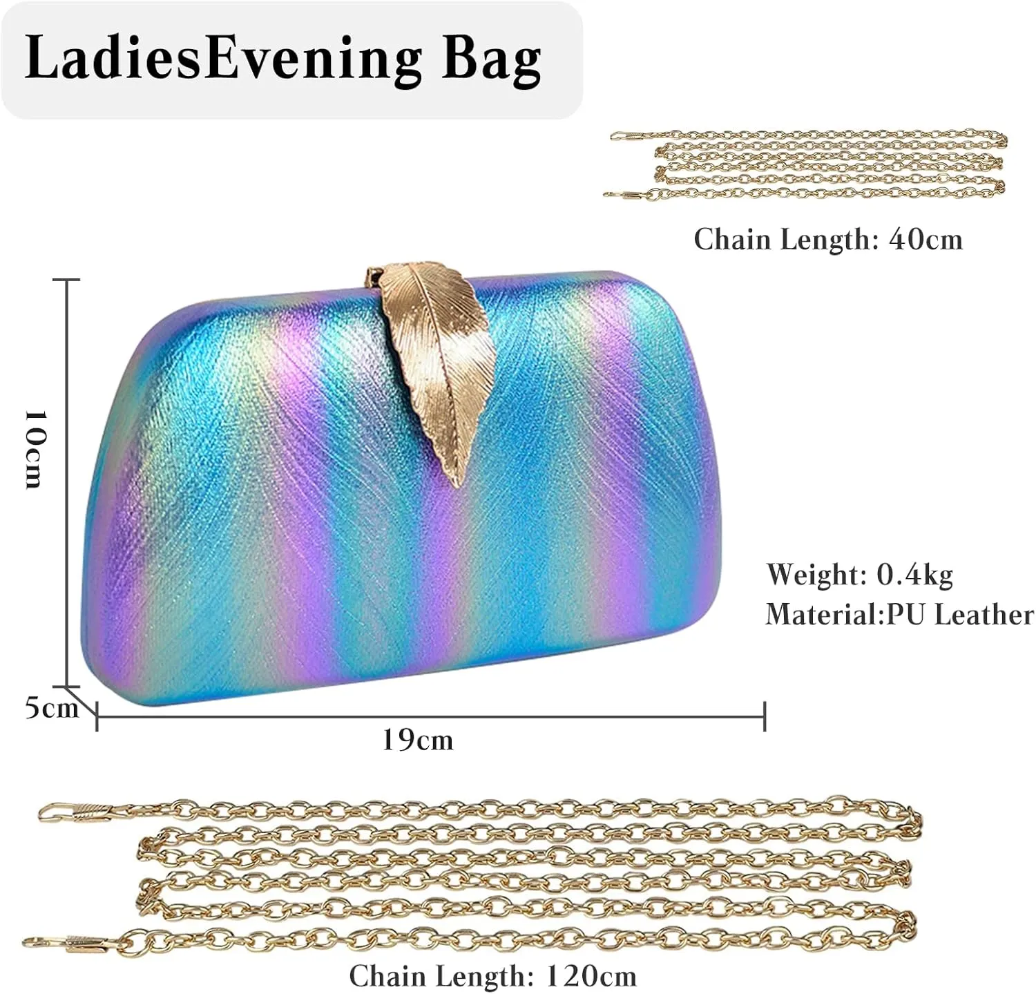 Evening Bag for Women Small Clutch Purses with Leaf-style Flip Lock Sparkly Glitter Handbag