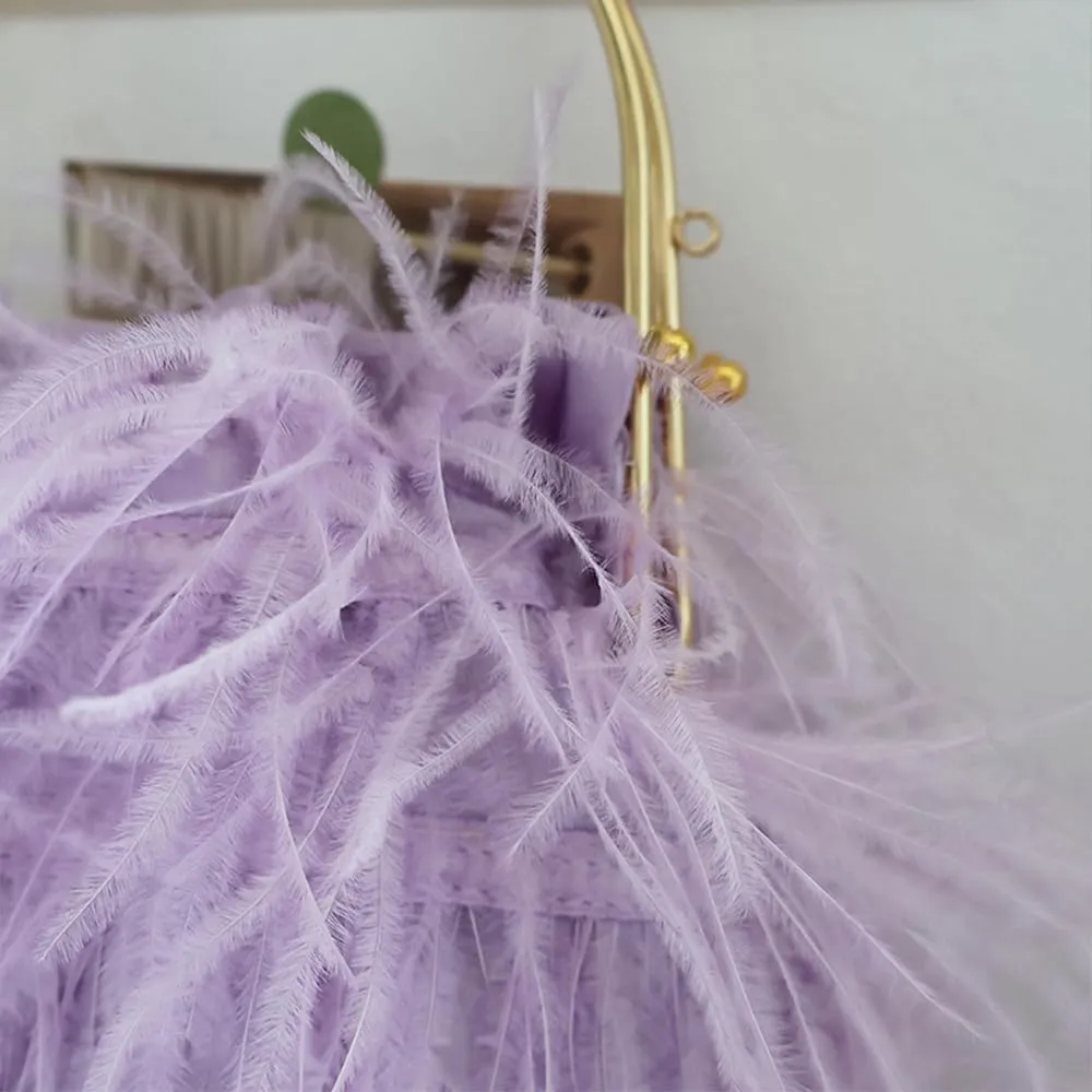 Evening Bags for Women Feather Clutch Ostrich Feather Purse Feather Bag Dress Purse Fringe Bridal Clutch Wedding Party Purple
