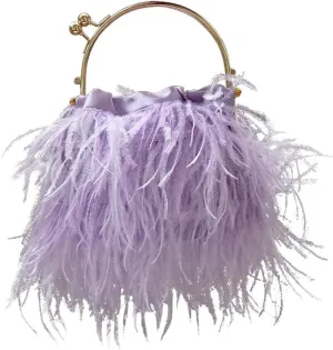 Evening Bags for Women Feather Clutch Ostrich Feather Purse Feather Bag Dress Purse Fringe Bridal Clutch Wedding Party Purple