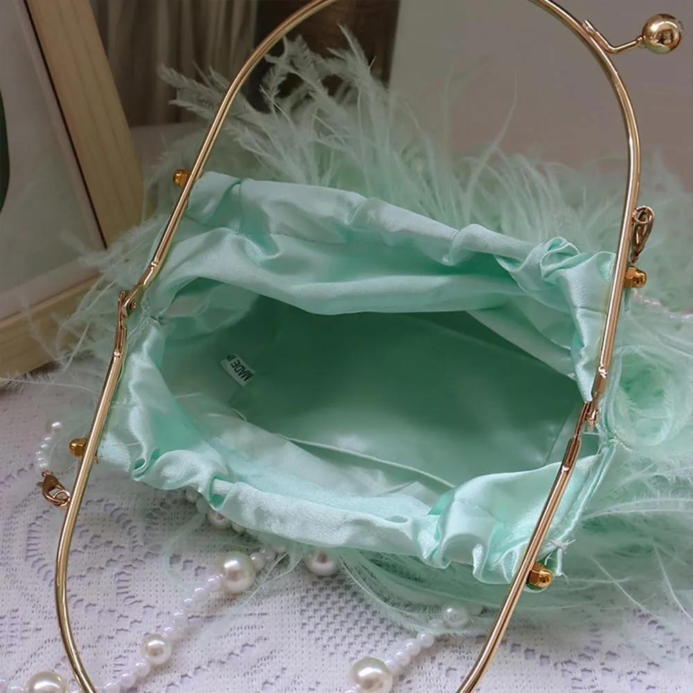 Evening Bags for Women Feather Clutch Ostrich Feather Purse Feather Bag Dress Purse Fringe Bridal Clutch Wedding Party Teal