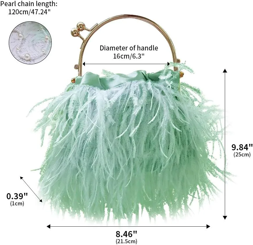 Evening Bags for Women Feather Clutch Ostrich Feather Purse Feather Bag Dress Purse Fringe Bridal Clutch Wedding Party Teal
