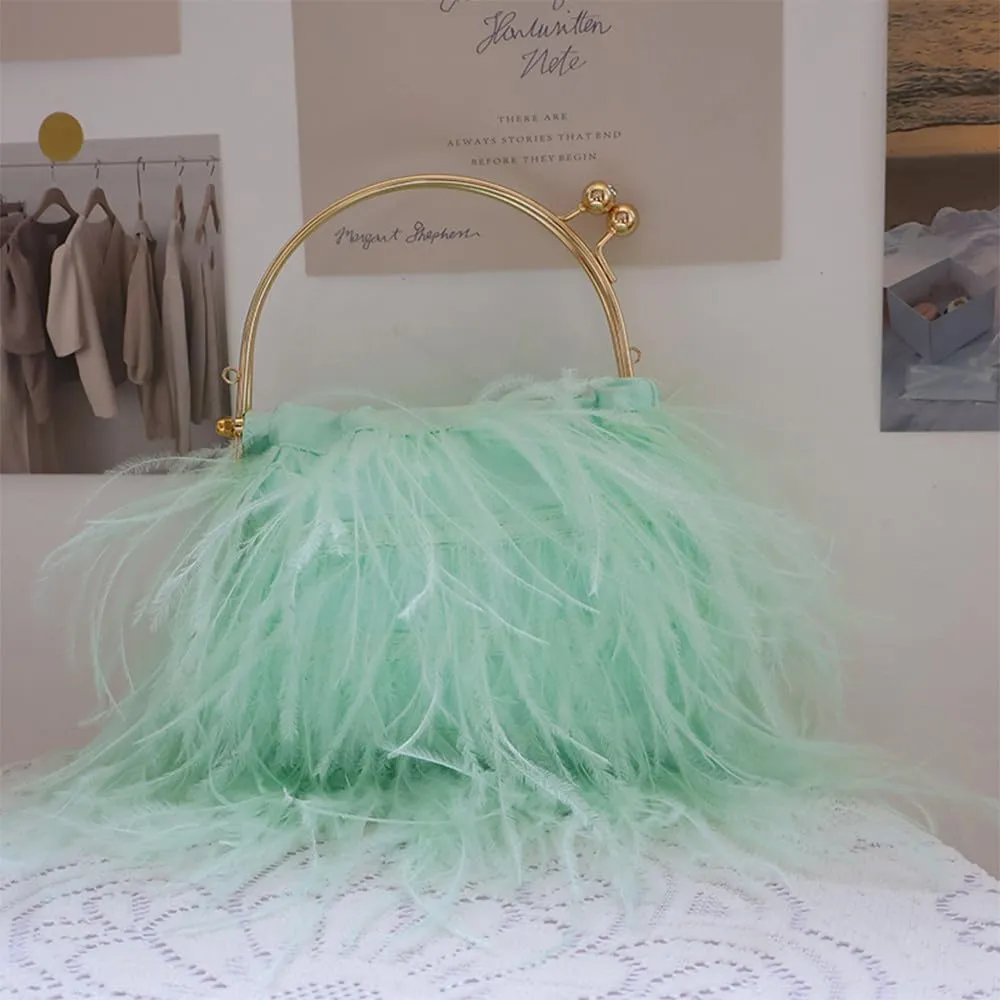 Evening Bags for Women Feather Clutch Ostrich Feather Purse Feather Bag Dress Purse Fringe Bridal Clutch Wedding Party Teal
