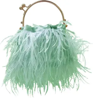 Evening Bags for Women Feather Clutch Ostrich Feather Purse Feather Bag Dress Purse Fringe Bridal Clutch Wedding Party Teal