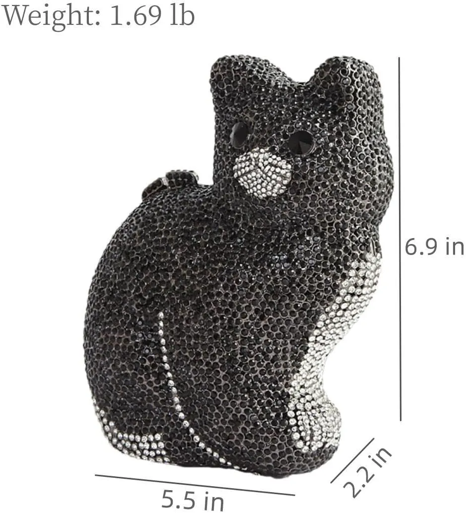 Evening Clutch Bags Bling Cocktail Party Rhinestone Handbag Crystal Cat Shape Crossbody bag