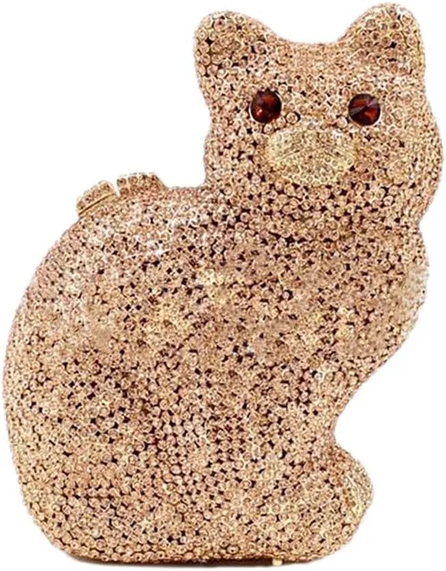 Evening Clutch Bags Bling Cocktail Party Rhinestone Handbag Crystal Cat Shape Crossbody bag