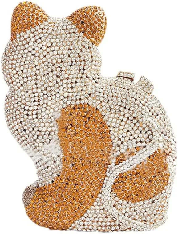 Evening Clutch Bags Bling Cocktail Party Rhinestone Handbag Crystal Cat Shape Crossbody bag