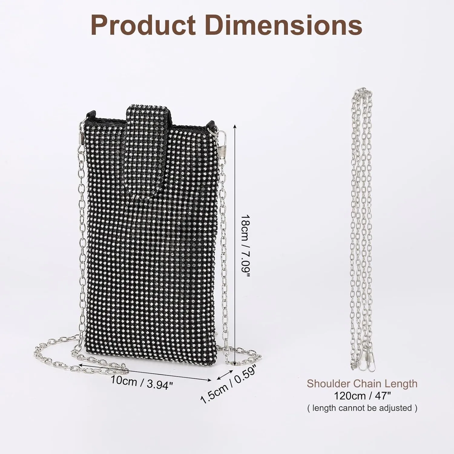 Evening Handbags Clutch Purses for Women, Crossbody Bag Crystal Rhinestone Purse Small Shoulder Bag Sparkly for Wedding Party Black