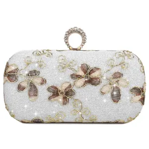 Exquisite Flower Embroidery Flash Evening Clutch