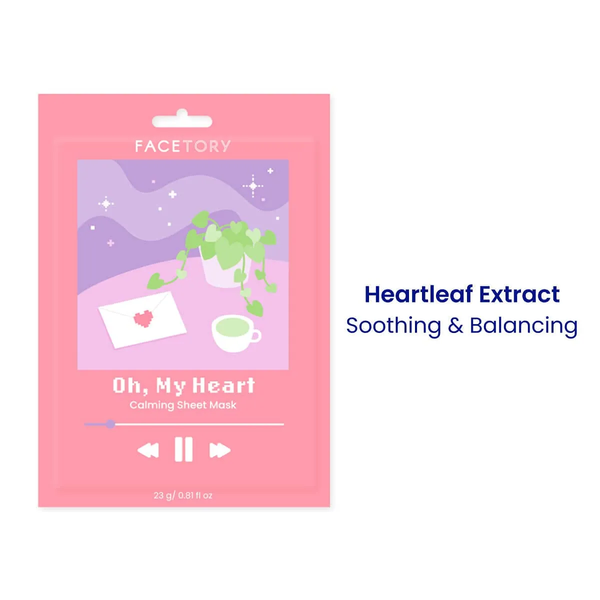 FACETORY K Beauty Face Mask Skin Care - CALMING Sheet Mask for ACNE-PRONE Skin with Heartleaf Extract | Calms Redness Smoothes Texture (10 Pack)