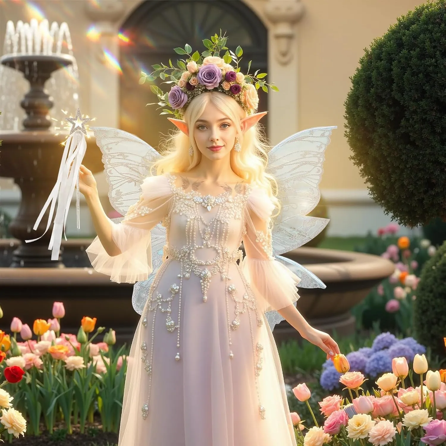 Fairy Wings Costume Set for Adults - Cosplay Accessories with Butterfly Wings for Halloween, Party