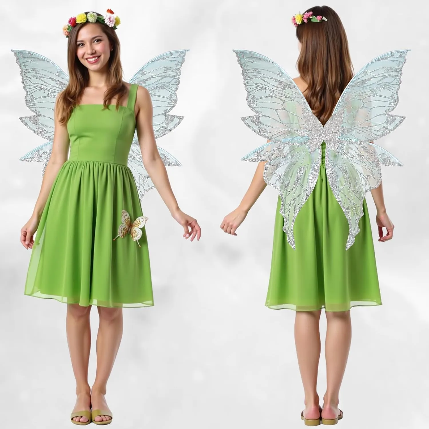 Fairy Wings Costume Set for Adults - Cosplay Accessories with Butterfly Wings for Halloween, Party