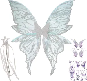 Fairy Wings Costume Set for Adults - Cosplay Accessories with Butterfly Wings for Halloween, Party