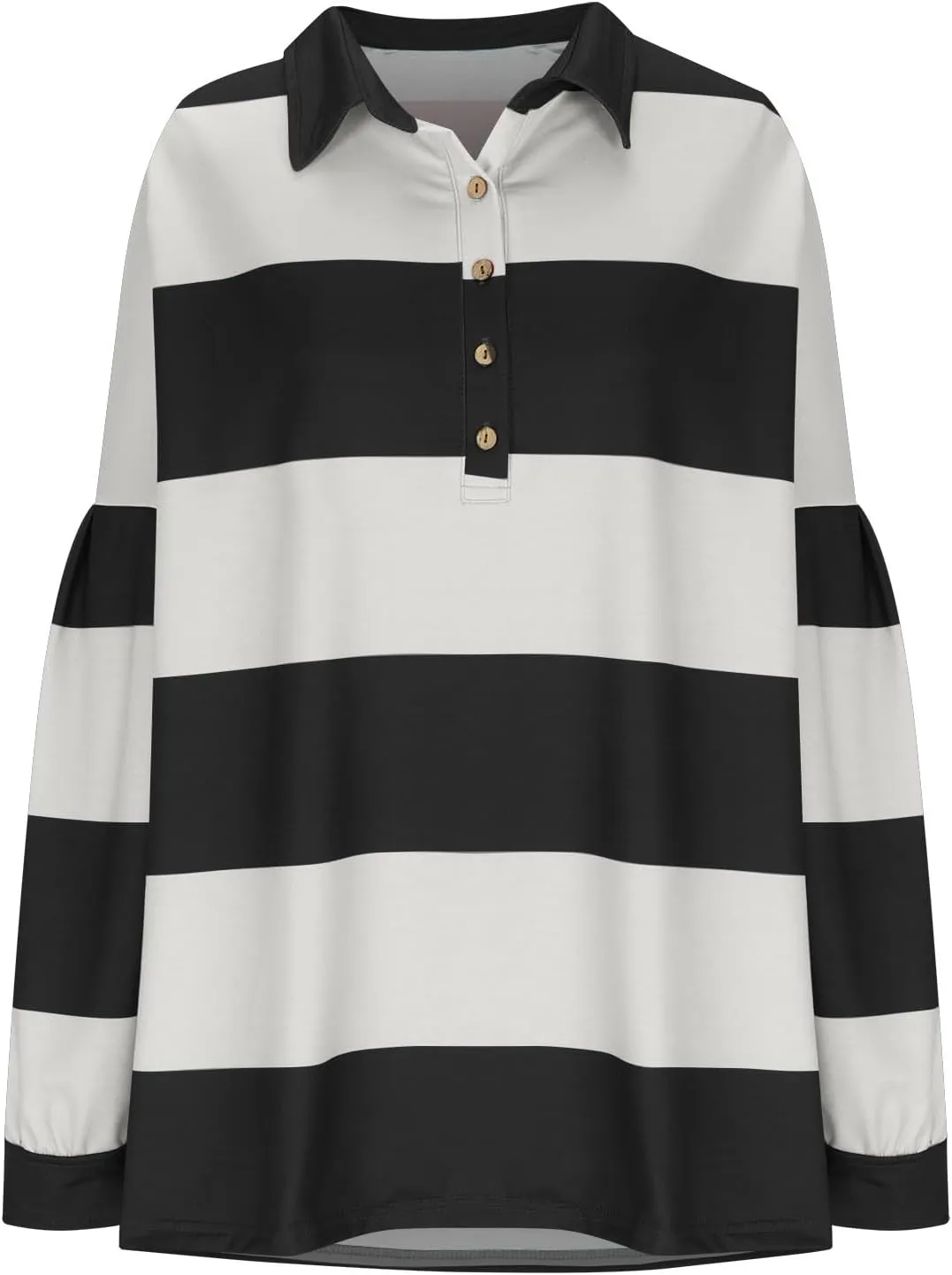 Fall Shirts for Women Long Sleeve Striped Button Down Sweatshirts Causal Fashion Pullover Blouses Plus Size Tops Tees