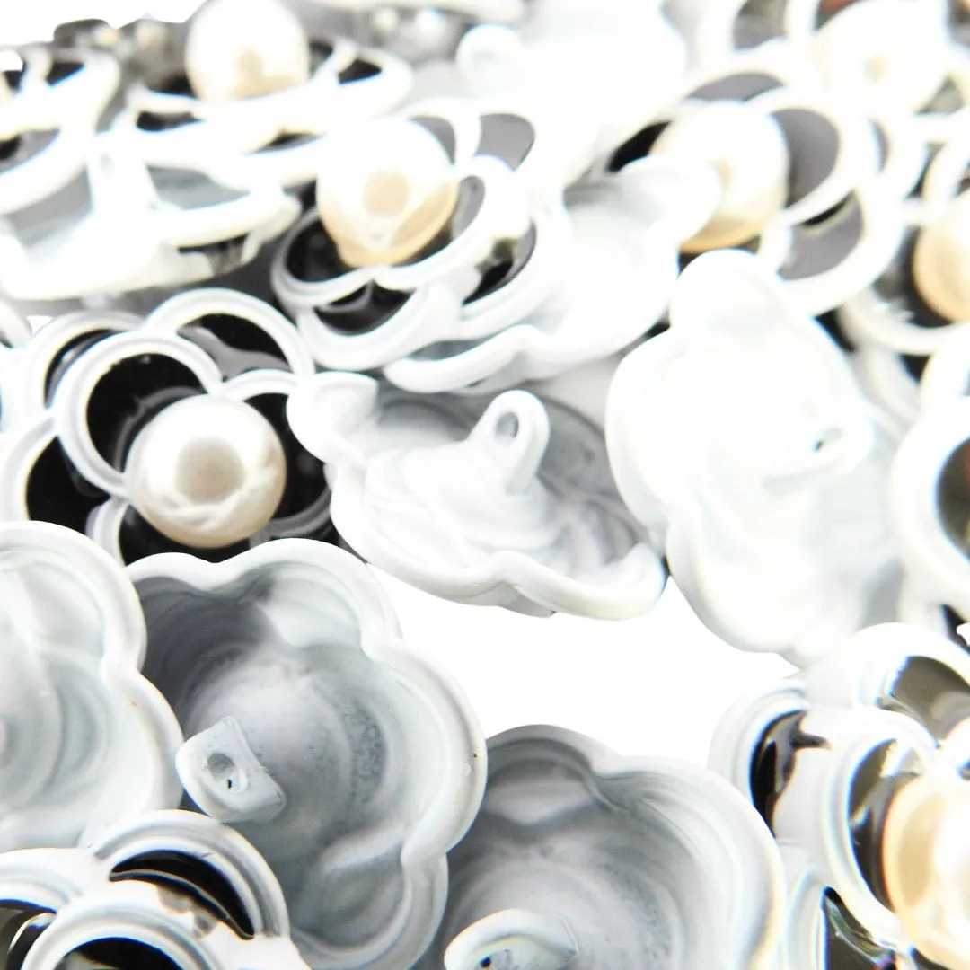 Fancy Camellia Flower Buttons with Pearl