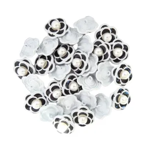Fancy Camellia Flower Buttons with Pearl