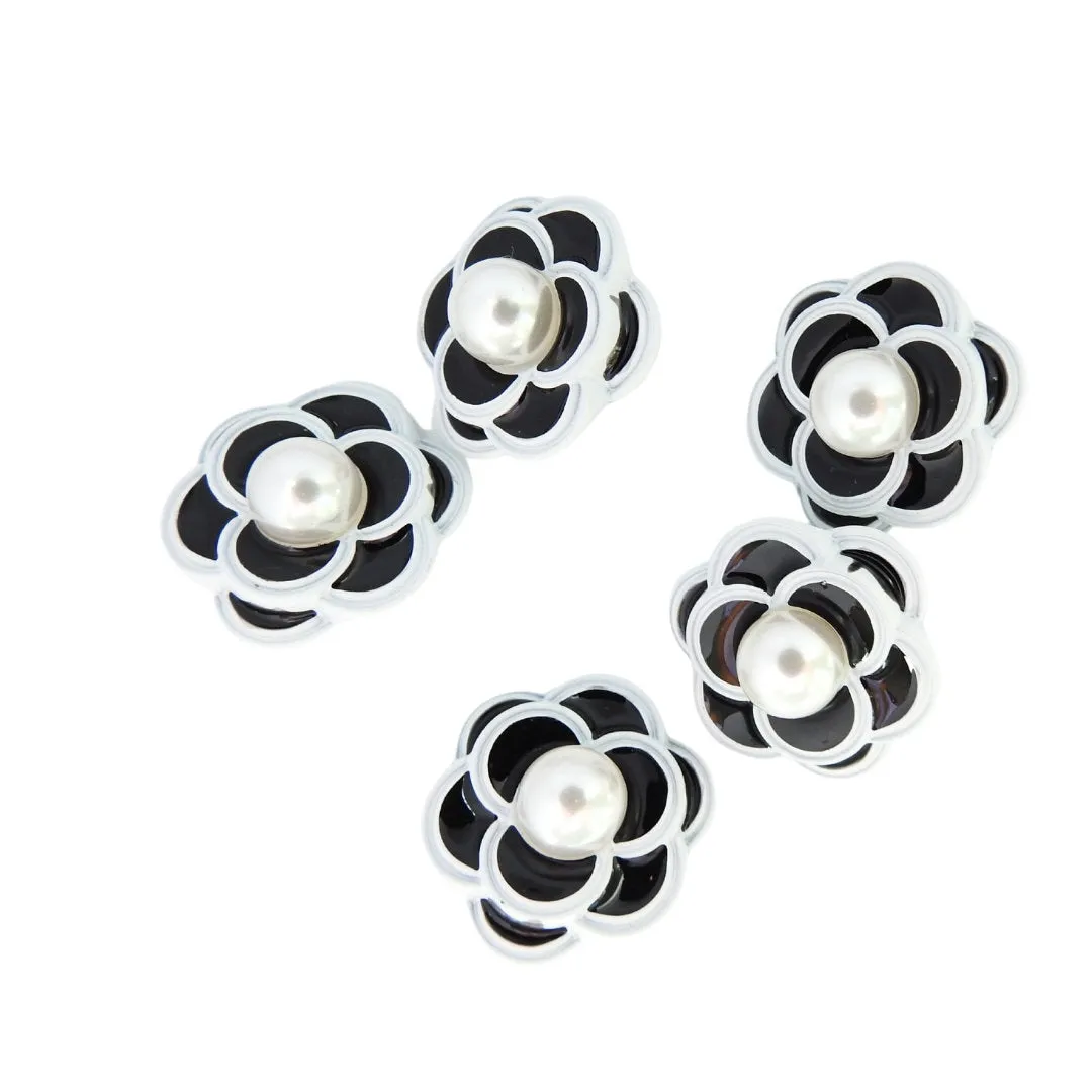 Fancy Camellia Flower Buttons with Pearl