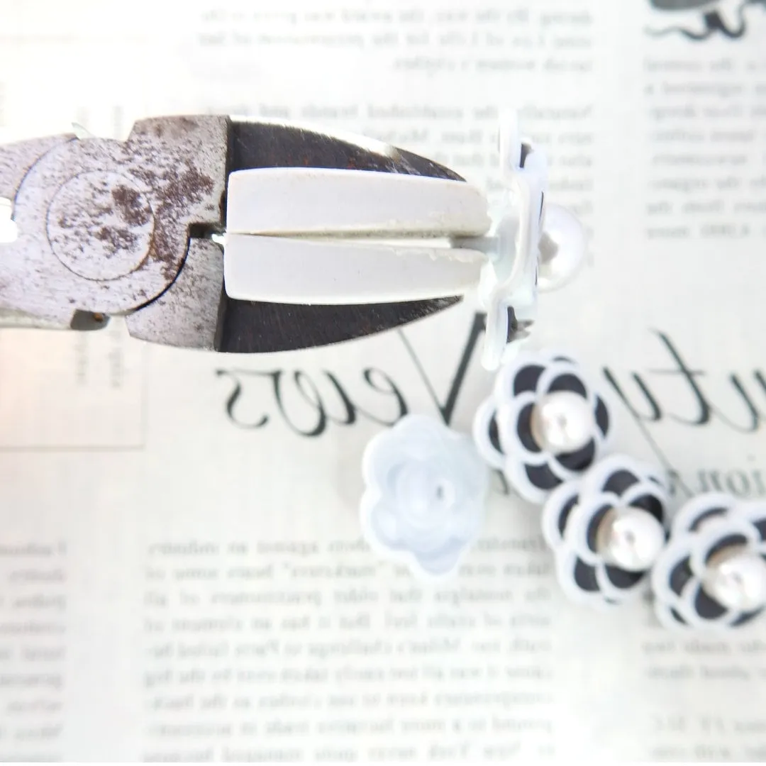 Fancy Camellia Flower Buttons with Pearl