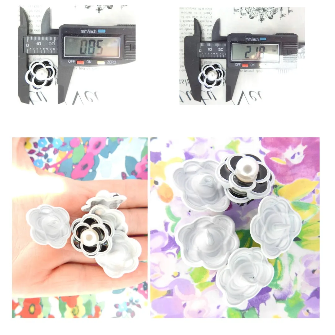 Fancy Camellia Flower Buttons with Pearl