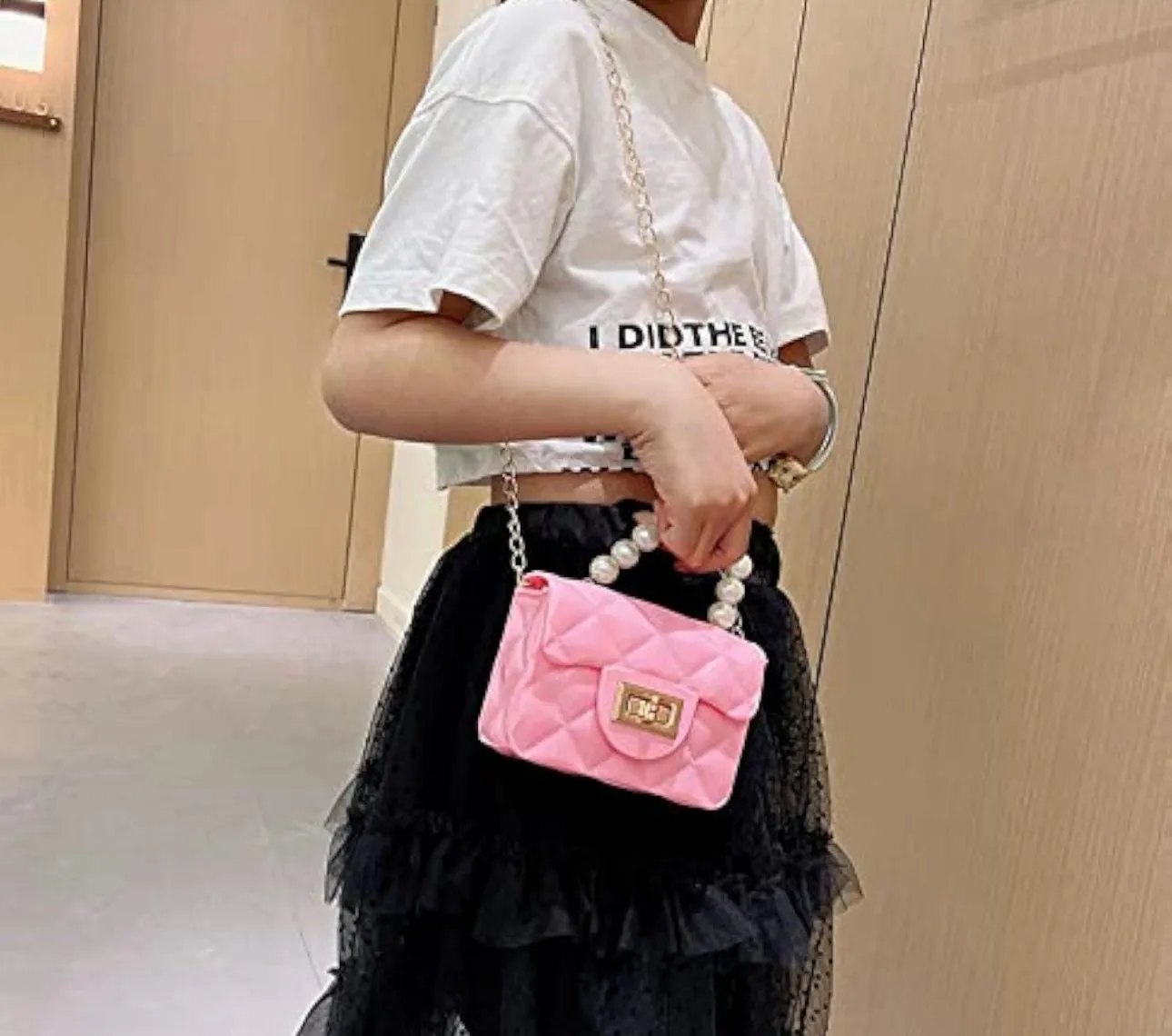 Fashion Jelly Purse Candy Color Jelly Handbag Satchel Shoulder Bag Trendy Crossbody Purse Pearl Handle for Girls Women(Large)