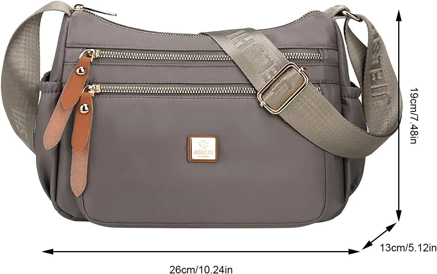 Fashion Multicolor Nylon Fabric Large Capacity Zipper Adjustable Shoulder Strap Messenger Bag Leather (Black, One Size)