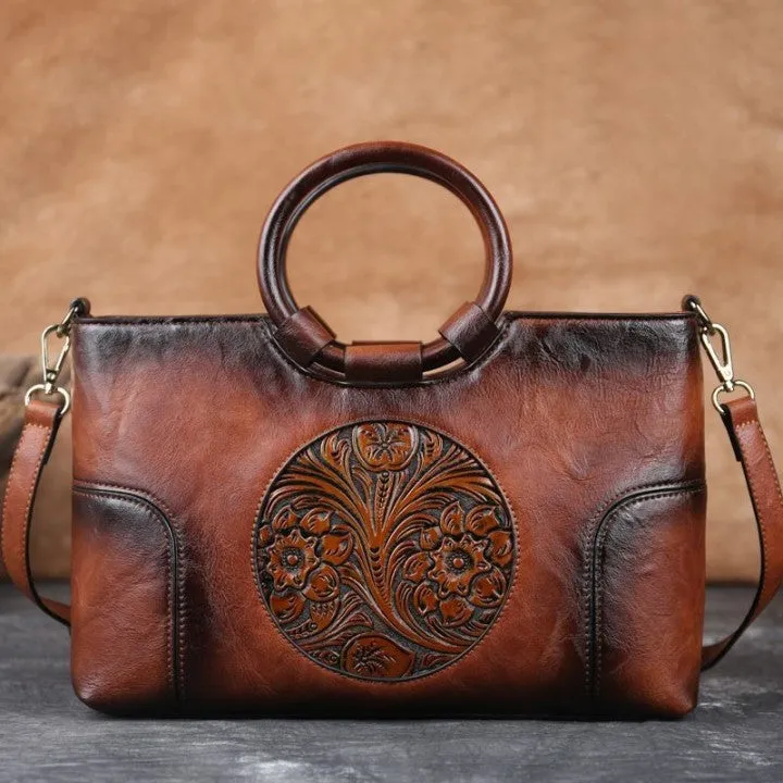 Fashion PU Embossed Retro Handbags