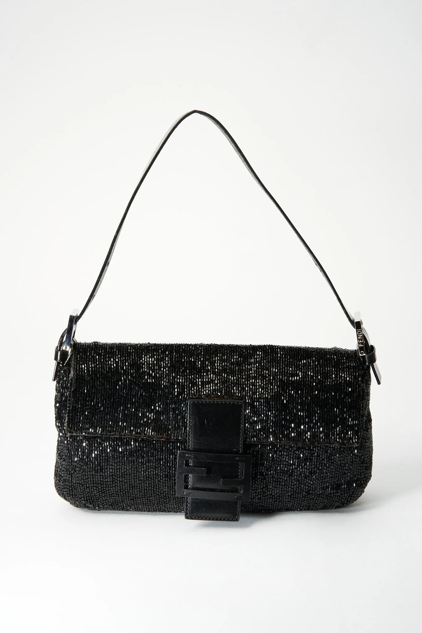 Fendi Black Sequin Beaded Baguette Bag