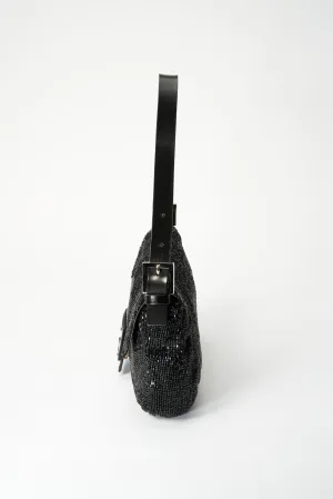 Fendi Black Sequin Beaded Baguette Bag