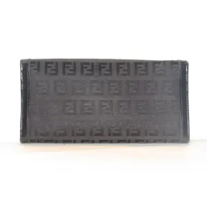 Fendi Black Zucchino Print Xl Wallet