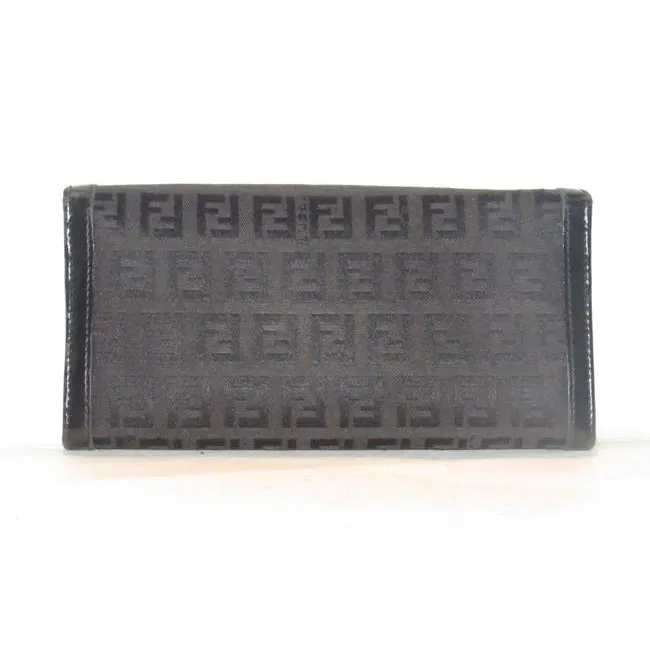 Fendi Black Zucchino Print Xl Wallet