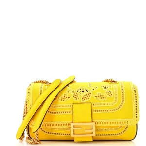 FENDI Lace Baguette Chain Bag Embroidered Leather Medium