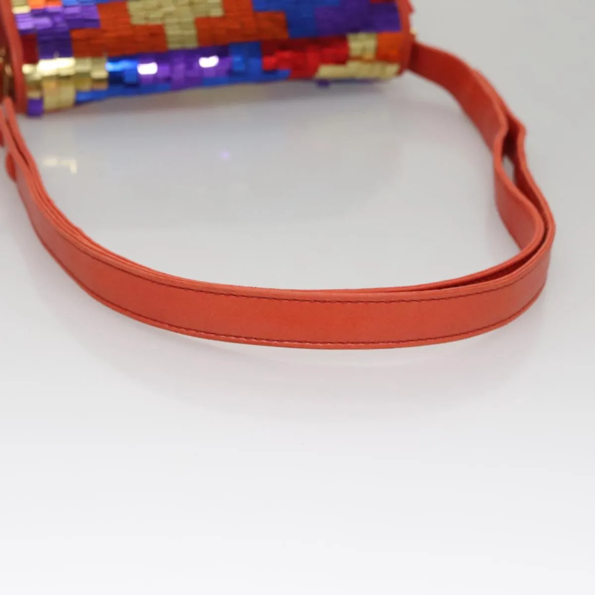 FENDI Sequin Shoulder Bag Leather Multicolor Red gold 108668