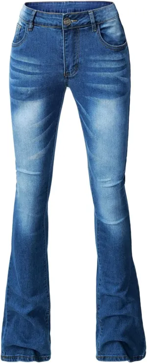Flare Jeans for Women Bell Bottom Jeans Skinny Stretchy Denim Pants Skinny Jeans Available in Large Sizes