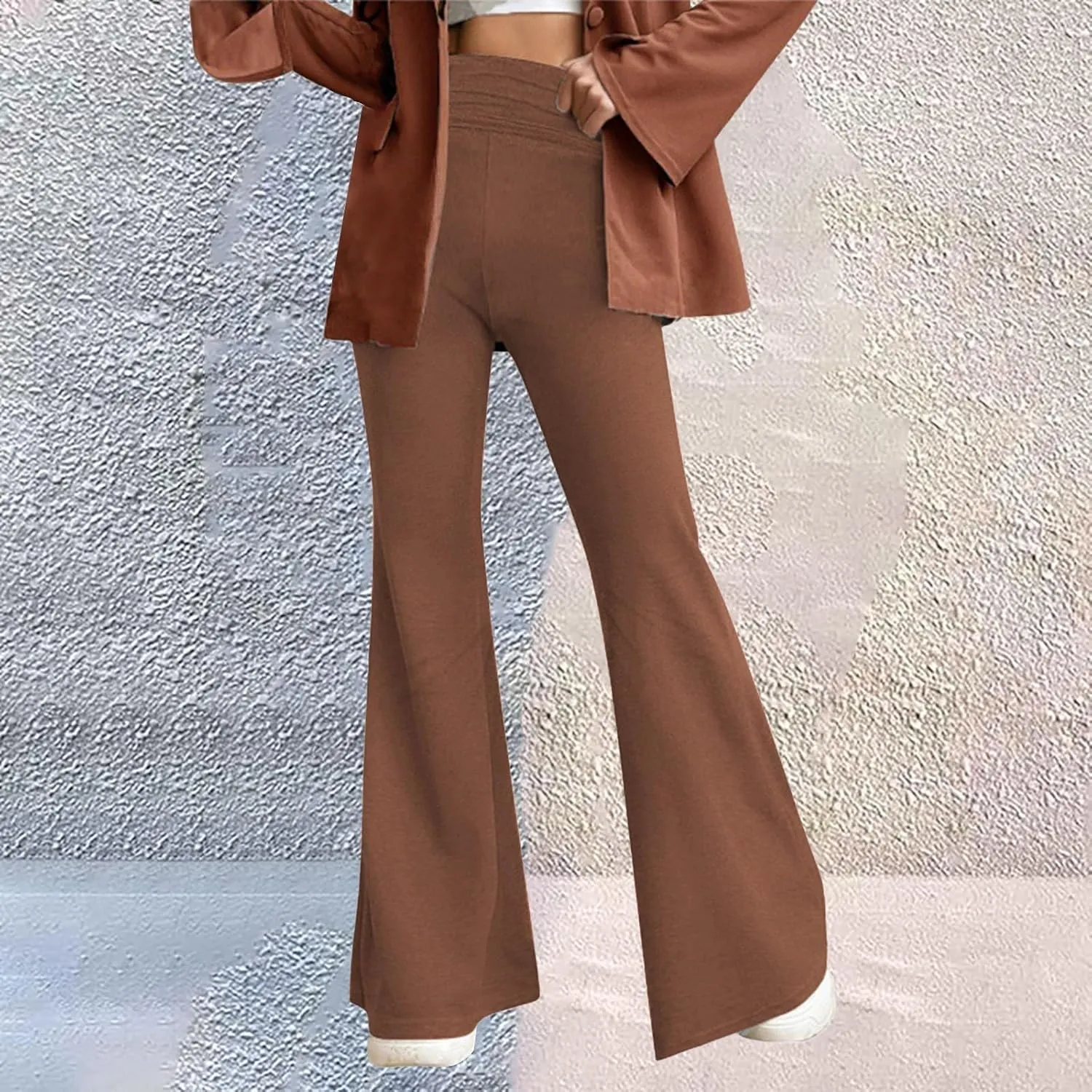 Flare Leggings for Women Fold Over Yoga Pants Y2K Low Rise Wide Leg Bell Bottom Trousers Soft Bootcut Skinny Legging