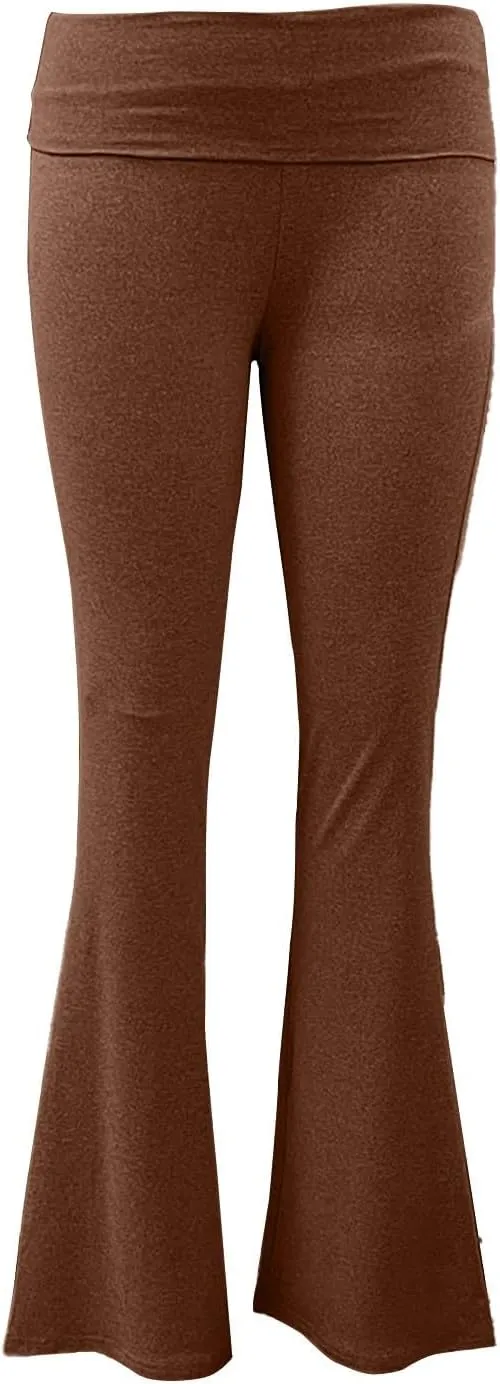 Flare Leggings for Women Fold Over Yoga Pants Y2K Low Rise Wide Leg Bell Bottom Trousers Soft Bootcut Skinny Legging