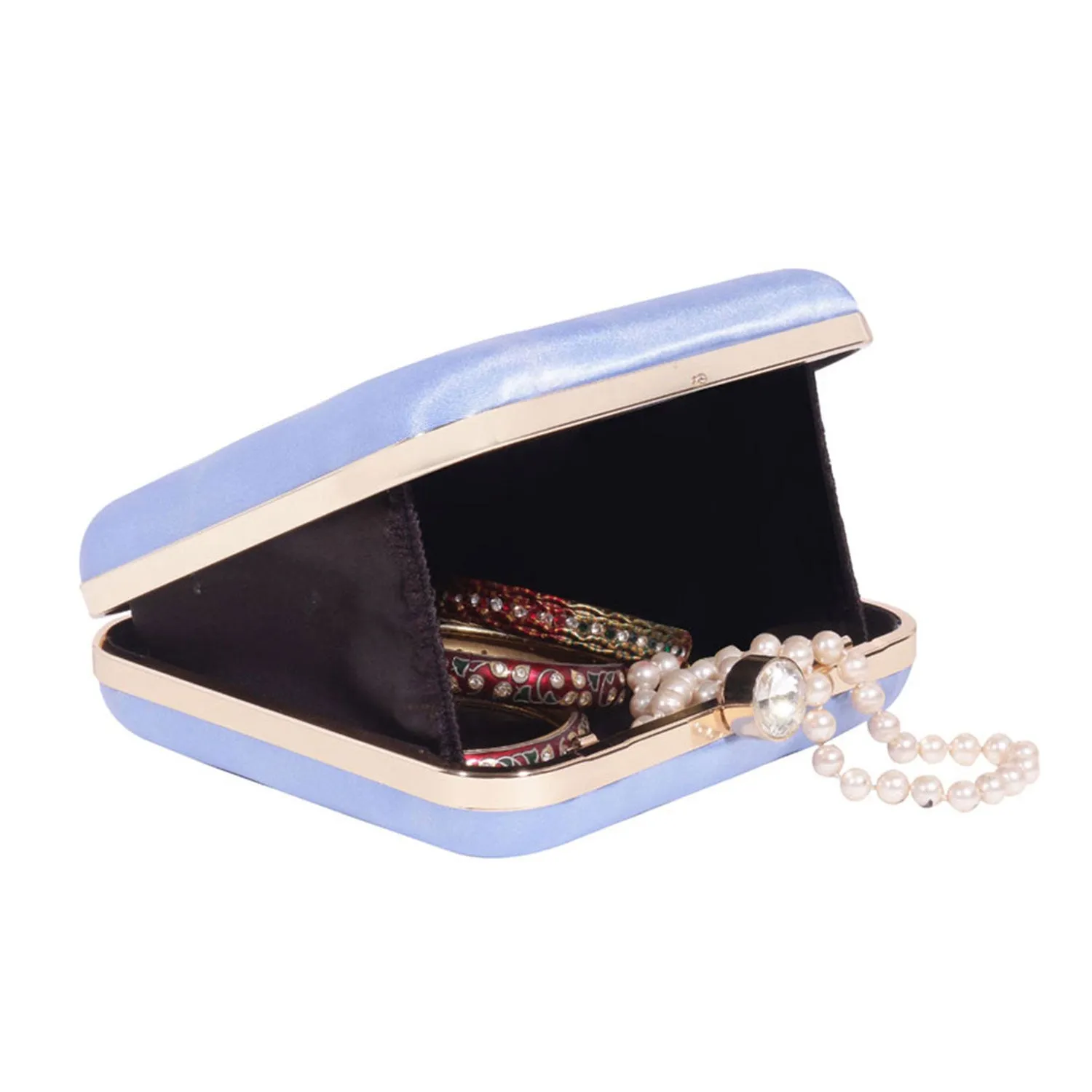 Flower printed sqaure satin clutch