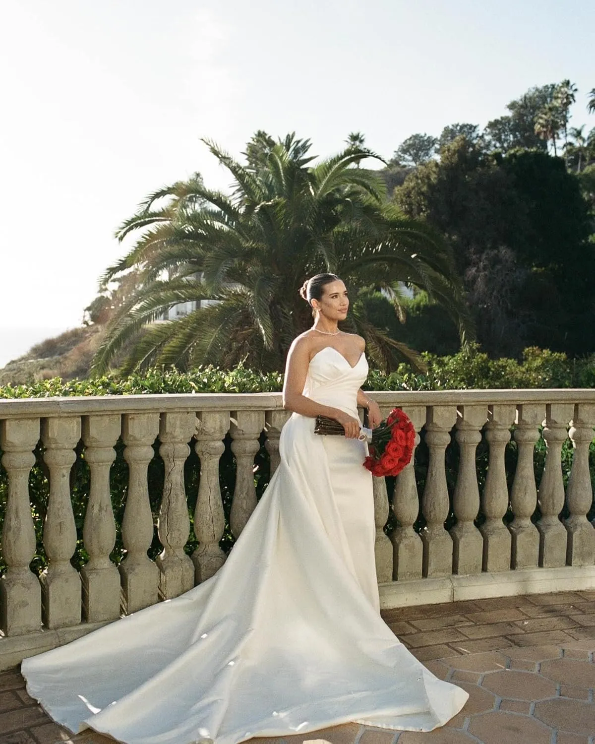 Fokissy Strapless Mermaid Wedding Dresses Ruched Satin Prom Dresses Long Formal Dresses