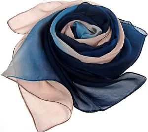 Forever Angel Women's 100% Silk Chiffon Sunscreen Shawls Wraps Oblong Gradient Scarf